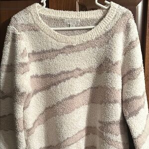 Soft Surroundings Beige and White Striped Sweater